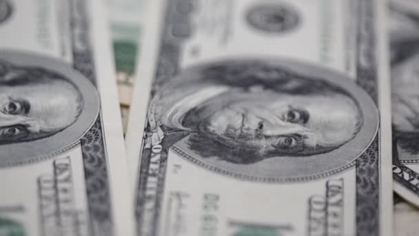 Крупный План Банкнот Долларах Заднего Плана — стоковое видео