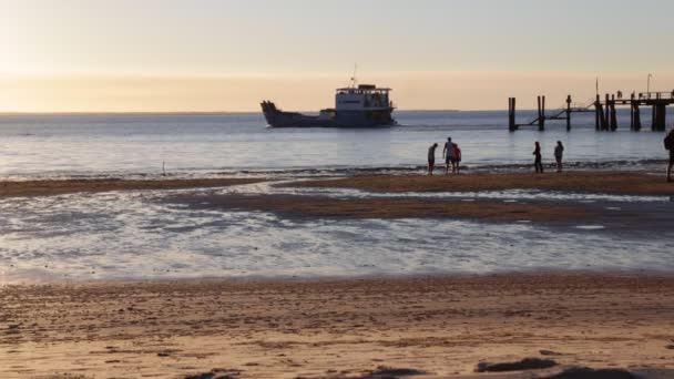Australii Pier Beach Hervey Bay Fraser Island Jak Koncepcja Raju — Wideo stockowe