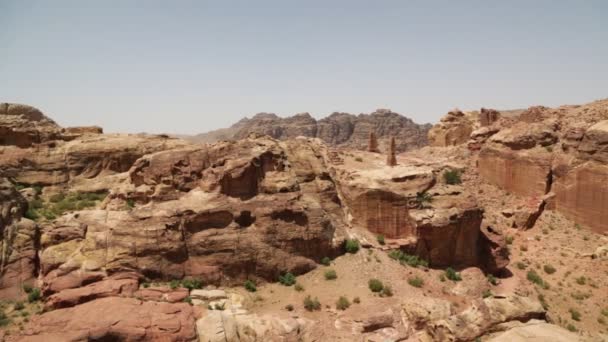 世界の不思議のペトラはヨルダン 美しいアンティークのサイトの高からの眺め — ストック動画