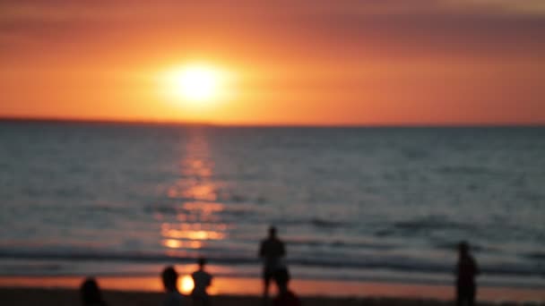 オーストラリアの海の上の夕日を見ている人々のシルエット — ストック動画