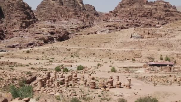 在约旦的古董废墟和岩石的看法 — 图库视频影像
