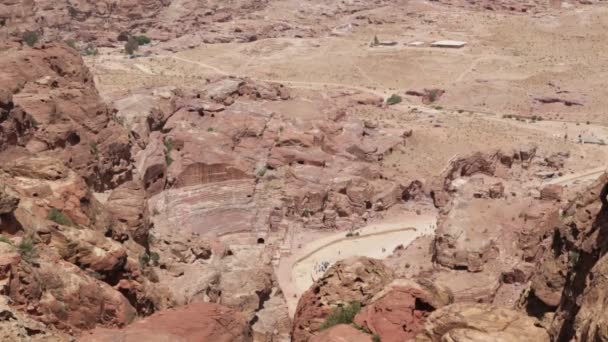 Vista Desde Alto Del Sitio Antiguo Petra Jordania Hermosa Maravilla — Vídeo de stock