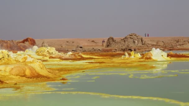 Footage Volcanic Yellow Sulfur Lake Volcanic Depression Dallol Ethiopia Africa — Stock Video