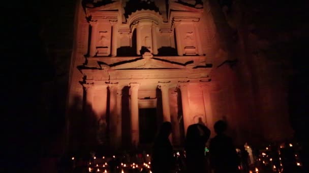 Antike Stätte Von Petra Jordanien Bei Nacht — Stockvideo