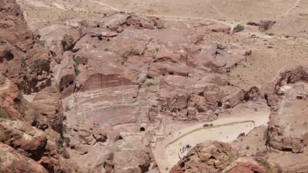 从约旦的佩特拉古色古香的网站高的看法 世界上美丽的奇迹 — 图库视频影像