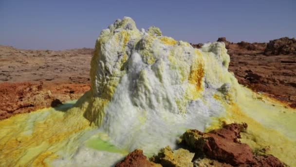 Imagens Rocha Enxofre Depressão Vulcânica Dallol Etiópia África — Vídeo de Stock