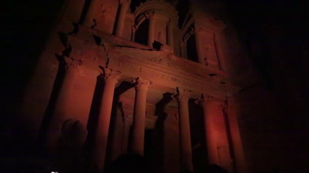 Παλαιό Site Της Πέτρας Στην Ιορδανία Νύχτα — Αρχείο Βίντεο
