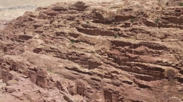 Vista Desde Alto Del Sitio Antiguo Petra Jordania Hermosa Maravilla — Vídeo de stock