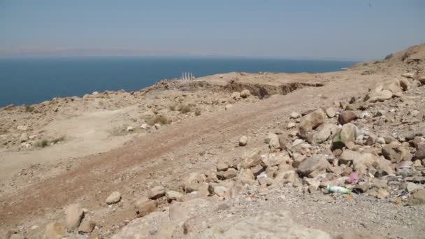 ヨルダンでは アンティークの死海の眺め — ストック動画