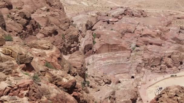 Vista Desde Alto Del Sitio Antiguo Petra Jordania Hermosa Maravilla — Vídeo de stock