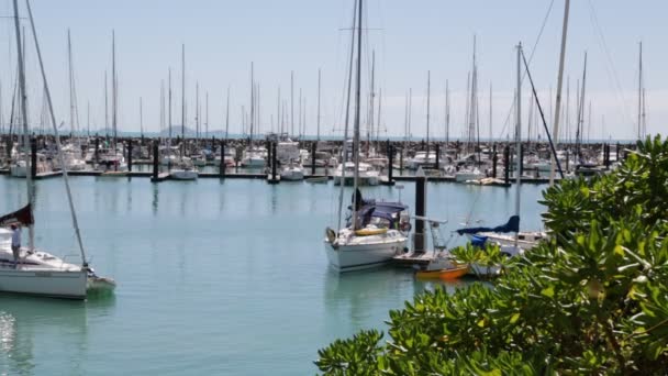 在澳大利亚弗雷泽岛码头和船近海洋 — 图库视频影像