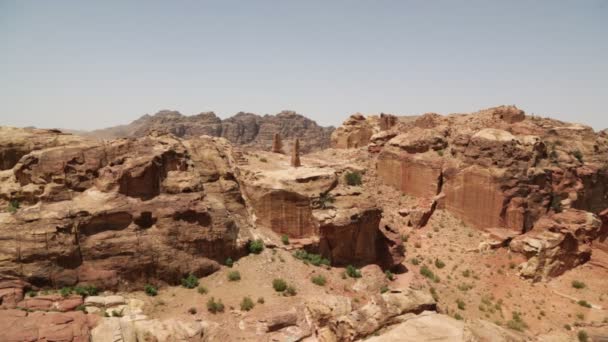 Vista Desde Alto Del Sitio Antiguo Petra Jordania Hermosa Maravilla — Vídeos de Stock