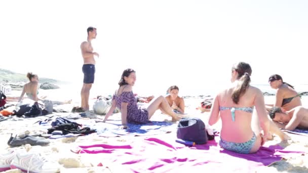 Avustralya Denize Yakın Plajda Dinlenen Insanlar — Stok video