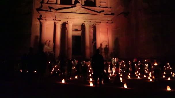 Античний Сайт Петра Йорданії Вночі — стокове відео