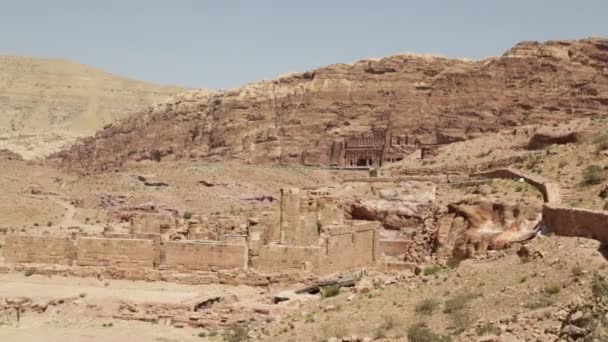 Προβολή Των Παλαιών Ερείπια Και Βράχια Στην Ιορδανία — Αρχείο Βίντεο
