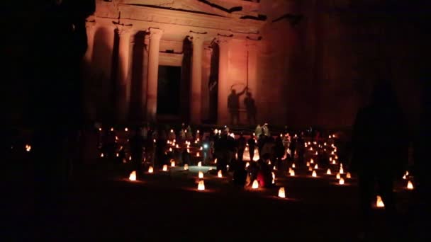 Παλαιό Site Της Πέτρας Στην Ιορδανία Νύχτα — Αρχείο Βίντεο