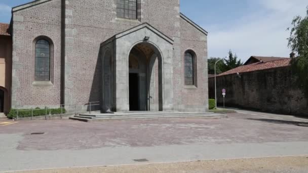 Vista Panorâmica Igreja Antiga Turbigo Itália — Vídeo de Stock
