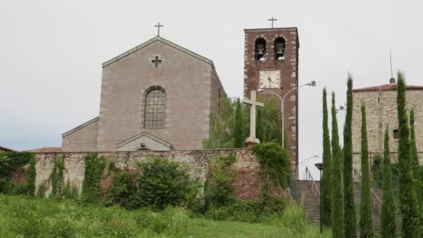 Festői Kilátás Nyílik Ősi Templom Turbigo Olaszország — Stock videók