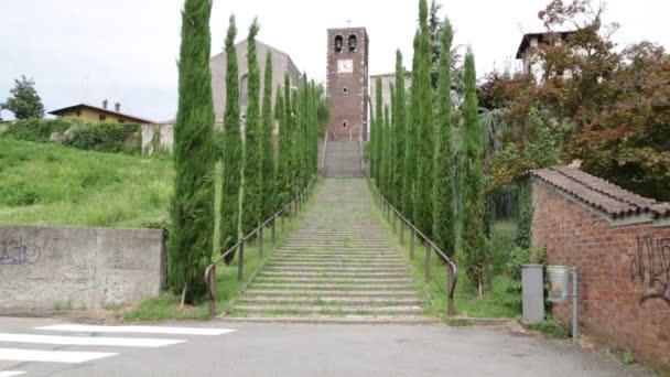 Vista Panorámica Antigua Iglesia Turbigo Italia — Vídeo de stock