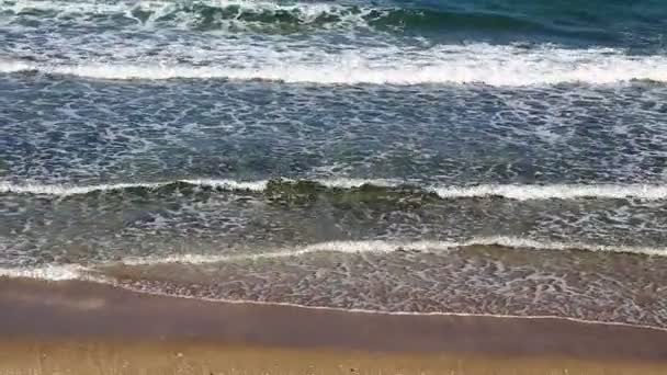 Kilátás Óceáni Hullámok Homokos Tengerpart — Stock videók