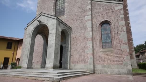 Vacker Utsikt Över Gamla Kyrkan Turbigo Italien — Stockvideo