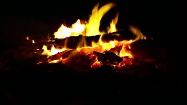 şenlik ateşi karanlık gecede turuncu alev ile