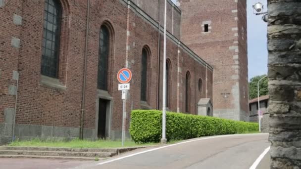 Vista Panorámica Antigua Iglesia Turbigo Italia — Vídeo de stock