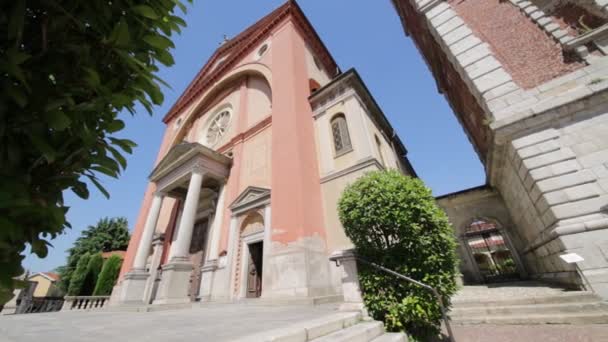 Oude Katholieke Godsdienst Gebouw Varano Borghi Italië — Stockvideo