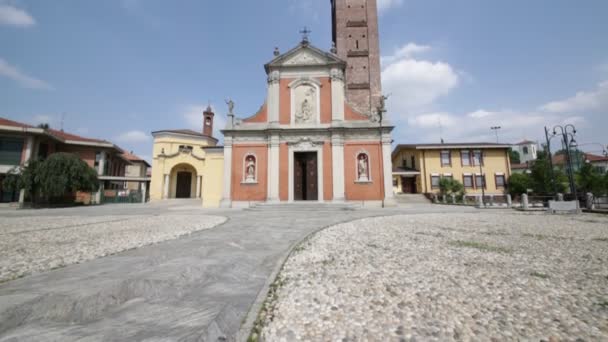 Oude Katholieke Godsdienst Gebouw Varano Borghi Italië — Stockvideo