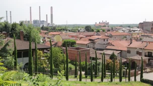 意大利图尔比戈的屋顶和房屋的城市景观 — 图库视频影像