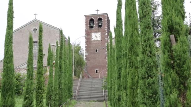 Vacker Utsikt Över Gamla Kyrkan Turbigo Italien — Stockvideo