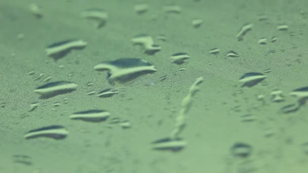 Abstrakta Konsistens Regn Droppar Bilglas Närbild — Stockvideo