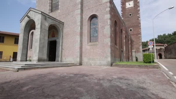 Malebný Pohled Starověké Církve Turbigo Itálie — Stock video