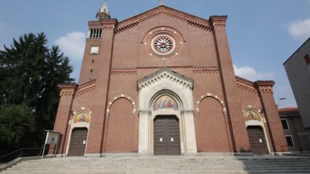 Vue Panoramique Beauitufl Ancien Bâtiment Religieux Catholique Italien — Video