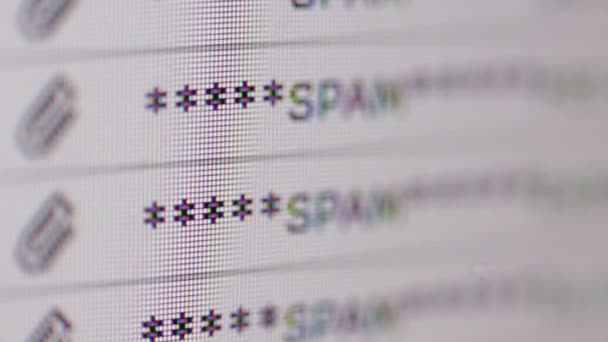 Közeli Felvételeket Rakás Spam Mailt Levelet Jelenik Meg Számítógép Képernyőjén — Stock videók