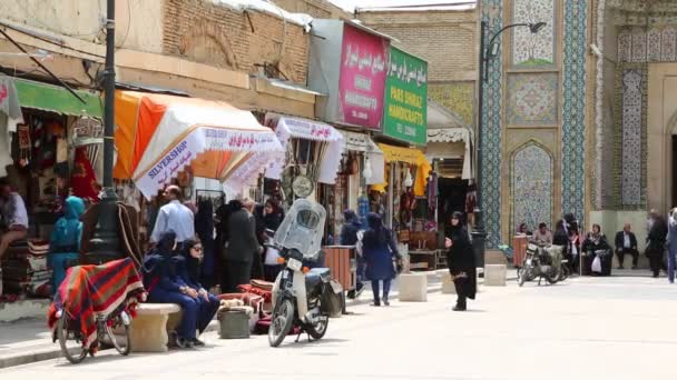 Emberek Séta Régi Történelmi Bazárban Shiraz Irán — Stock videók