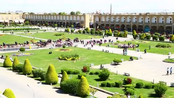 Високий Кут Зору Людей Йдуть Старій Площі Ірані — стокове відео