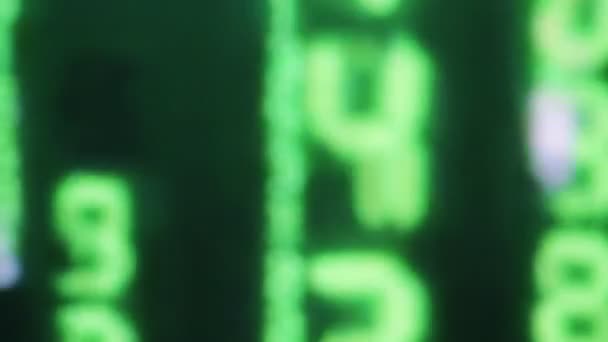 Detailní Záběry Zelené Binární Data Kódu Pro Pozadí — Stock video