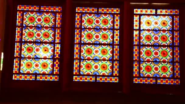 Interior Church Stained Glass Windows Iran — Stock Video