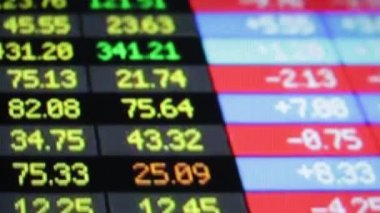 Menkul Kıymetler Borsası elektronik yönetim kurulu çeşitli numaraları ile yakın çekim görüntüleri