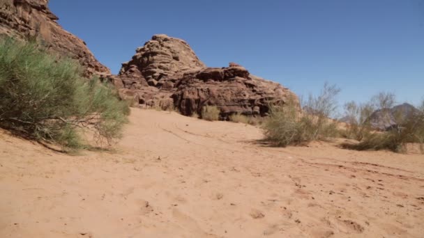 Wadi Rum Çölde Ürdün Haşimi Krallığı Güzel Manzarasına Wadi Rum — Stok video