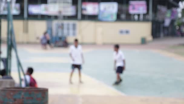 Footage Adorable Little Kids Playing Basketball Street — Stock Video