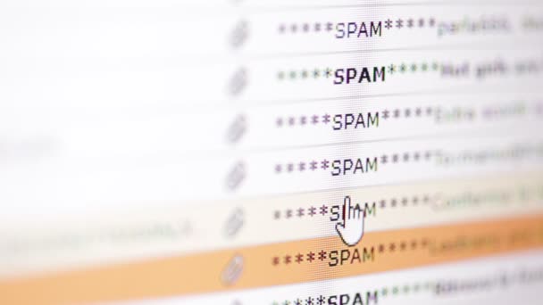 Riprese Ravvicinate Pile Lettere Mail Spam Visualizzate Sullo Schermo Del — Video Stock