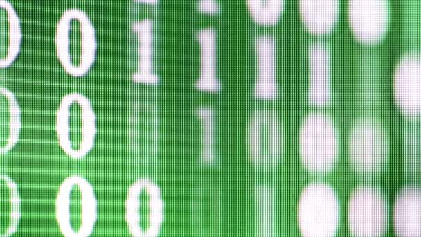 Close Footage Green Binary Data Code Background — Stock Video