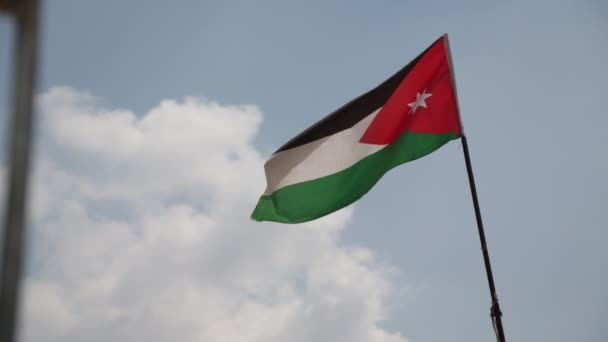 Flagga Rör Sig Mot Himlen Jordanien — Stockvideo
