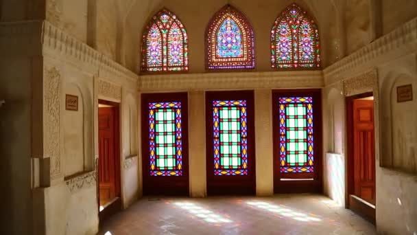 Interior Church Stained Glass Windows Iran — Stock Video