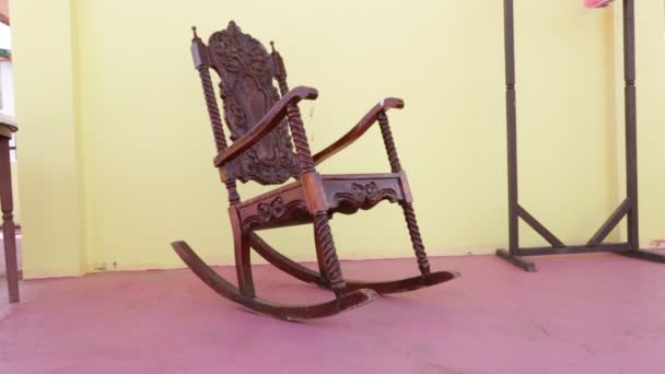 Empty Rocking Chair Old Dirty Terrace Philippines — Stock Video