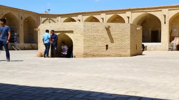 Persone Che Camminano Vicino Bellissimo Palazzo Antico Iran — Video Stock