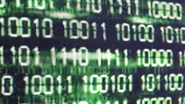 Close Footage Green Binary Data Code Background — Stock Video