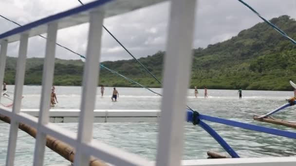 Människor Och Turister Från Båt Havet Filippinerna — Stockvideo